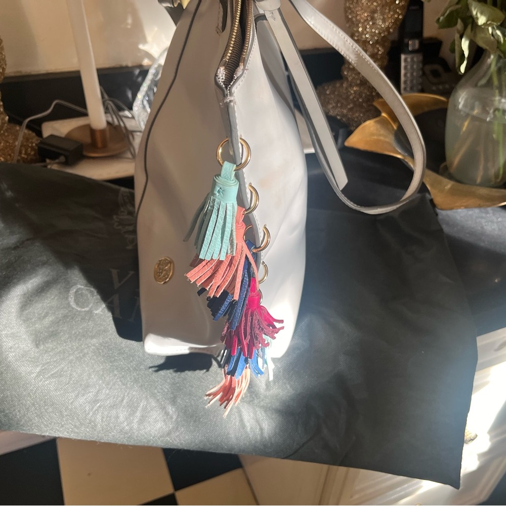 Vince CAMUTO New York Grey Large Purse with Multiple Colored Tassels. Duster Bag